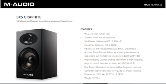 Picture of BX5 GRAPHITE 100w Studio Monitor